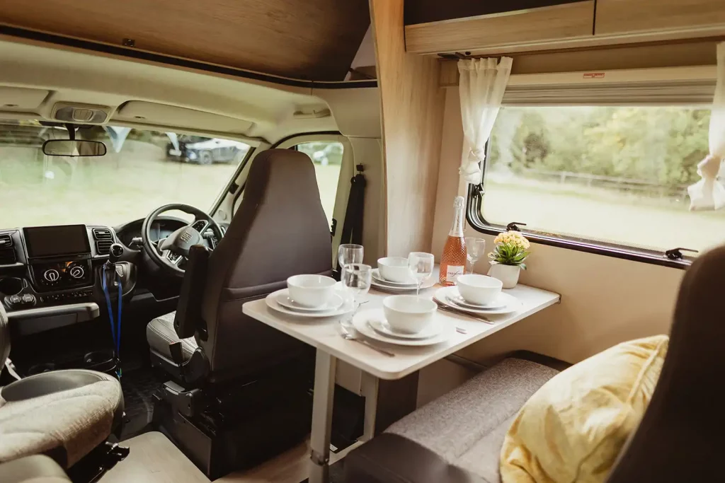 Dining Area of a Motorhome For Hire from 365camperhire.co.uk